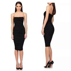 Nookie Allegra Chain Strap Sheath Dress Black Midi